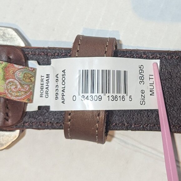Robert Graham Appaloosa Patchwork Leather Belt 38/95 Sz 38 NWT - Picture 5 of 7